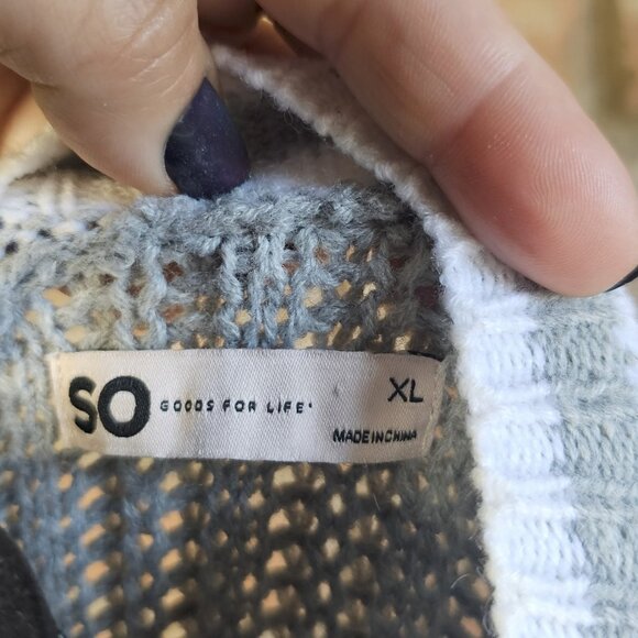 SO Grey Cable Knit Cropped Cardigan – Size XL - Picture 2 of 4